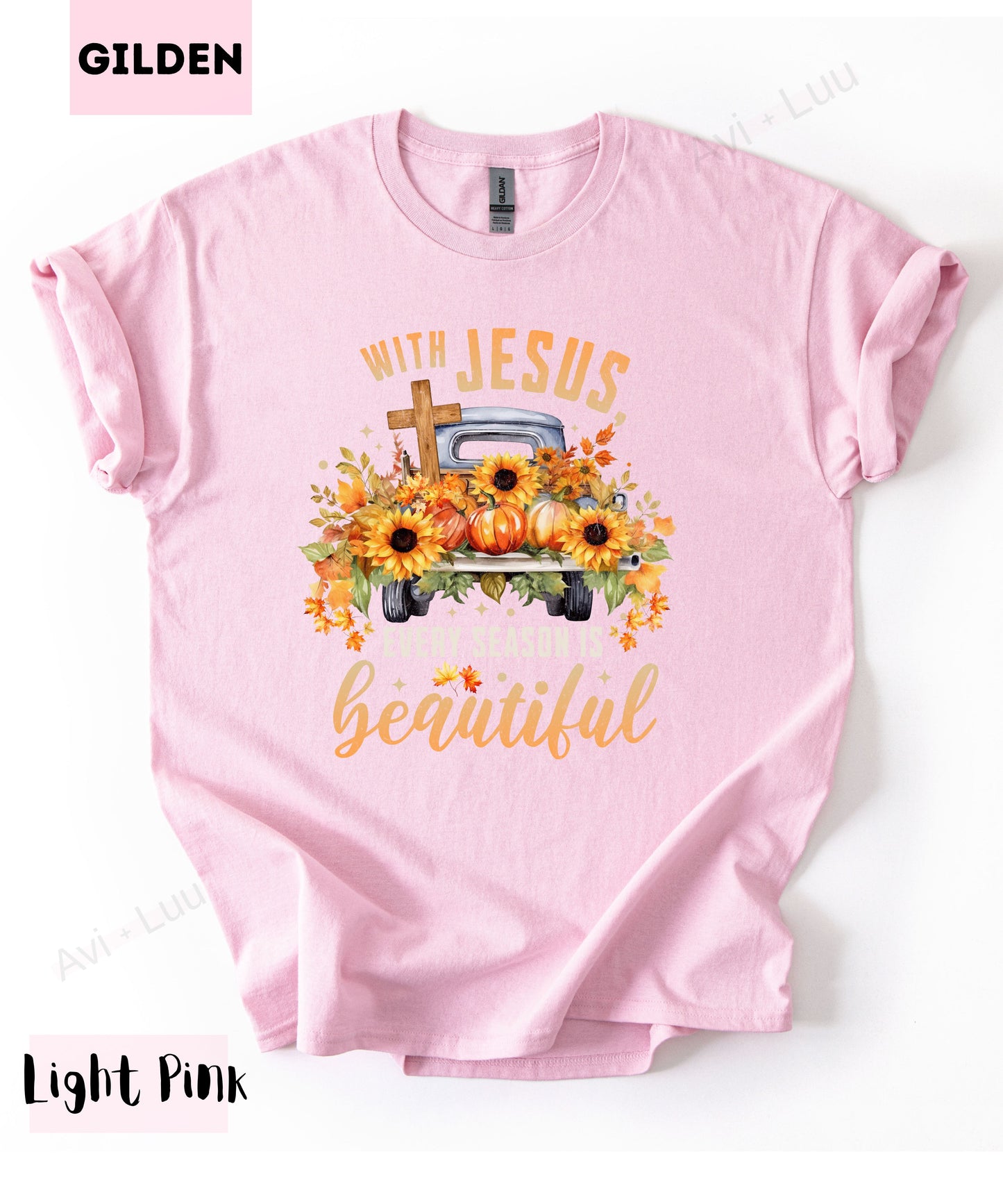With Jesus Sunflower Truck | Gilden Unisex T-Shirt