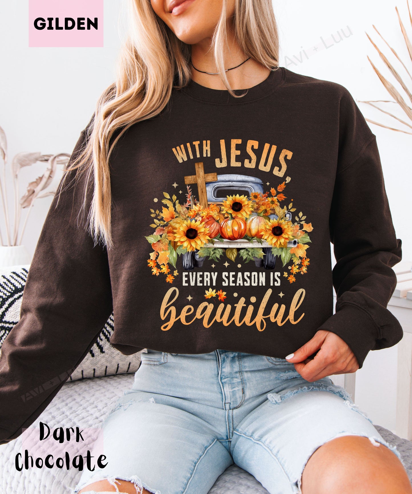 With Jesus Everything is Beauitful Truck | Gilden Unisex Sweatshirt