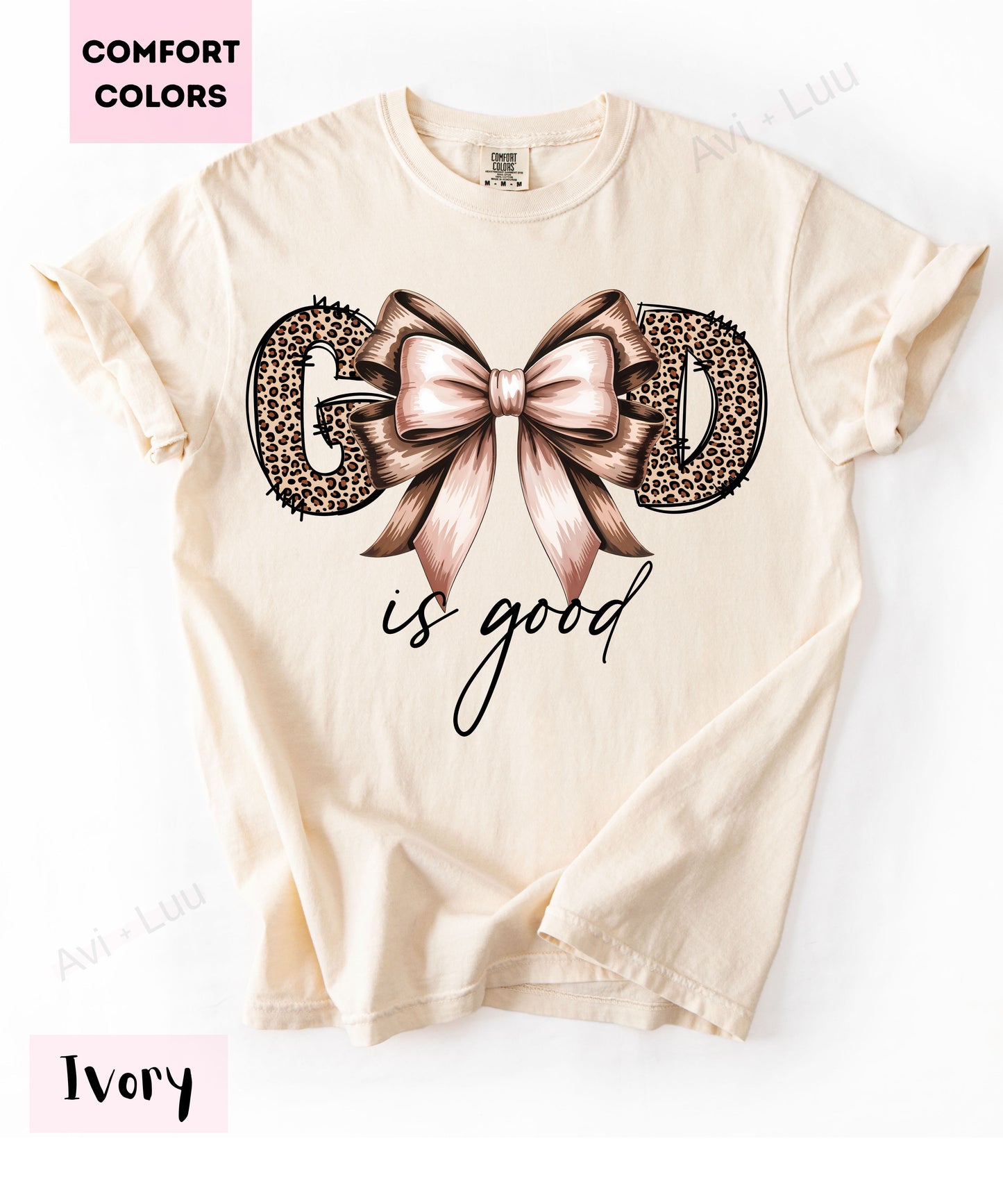 God Is Good Cheetah Bow | Comfort Colors Unisex T-Shirt