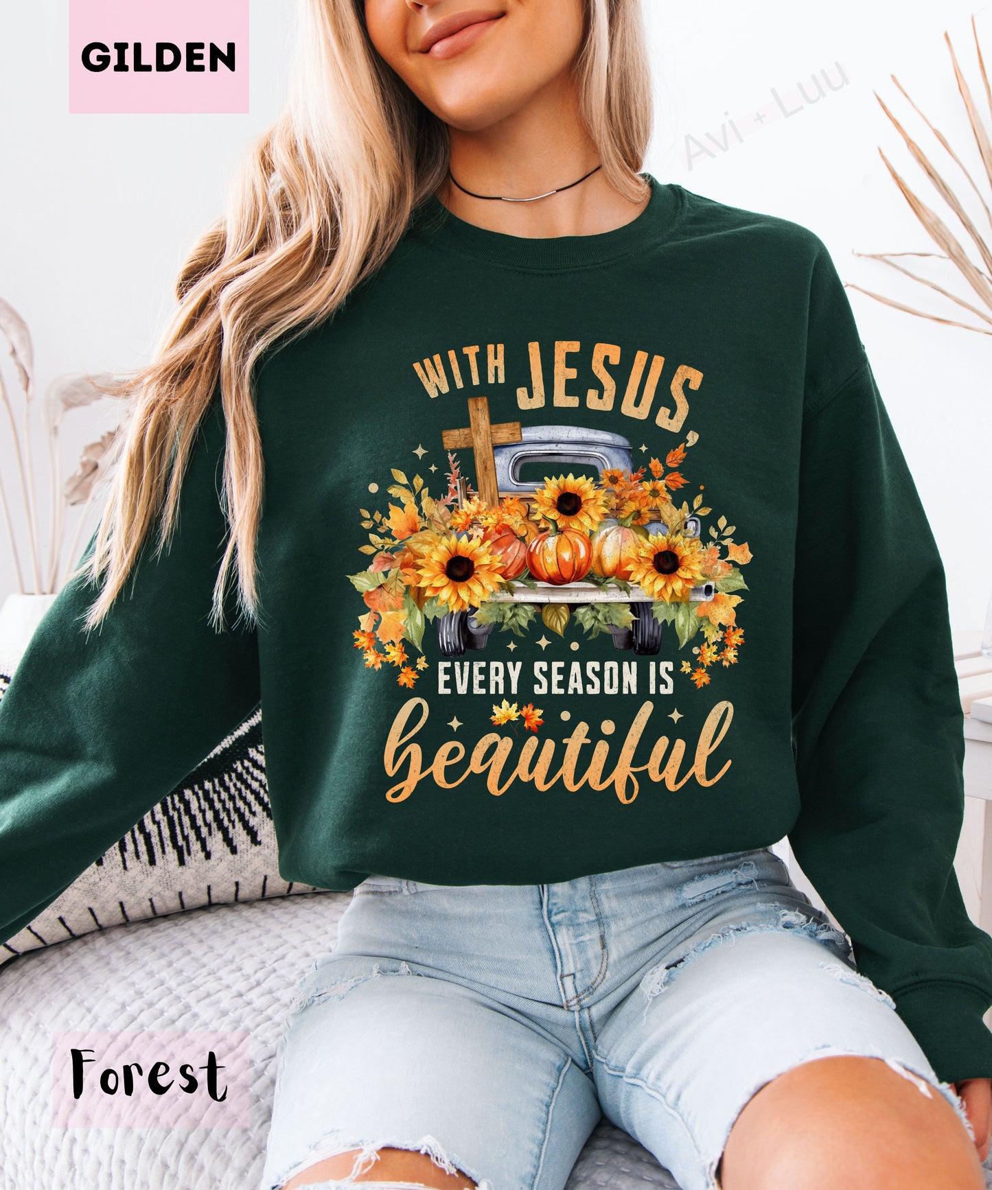 With Jesus Everything is Beauitful Truck | Gilden Unisex Sweatshirt