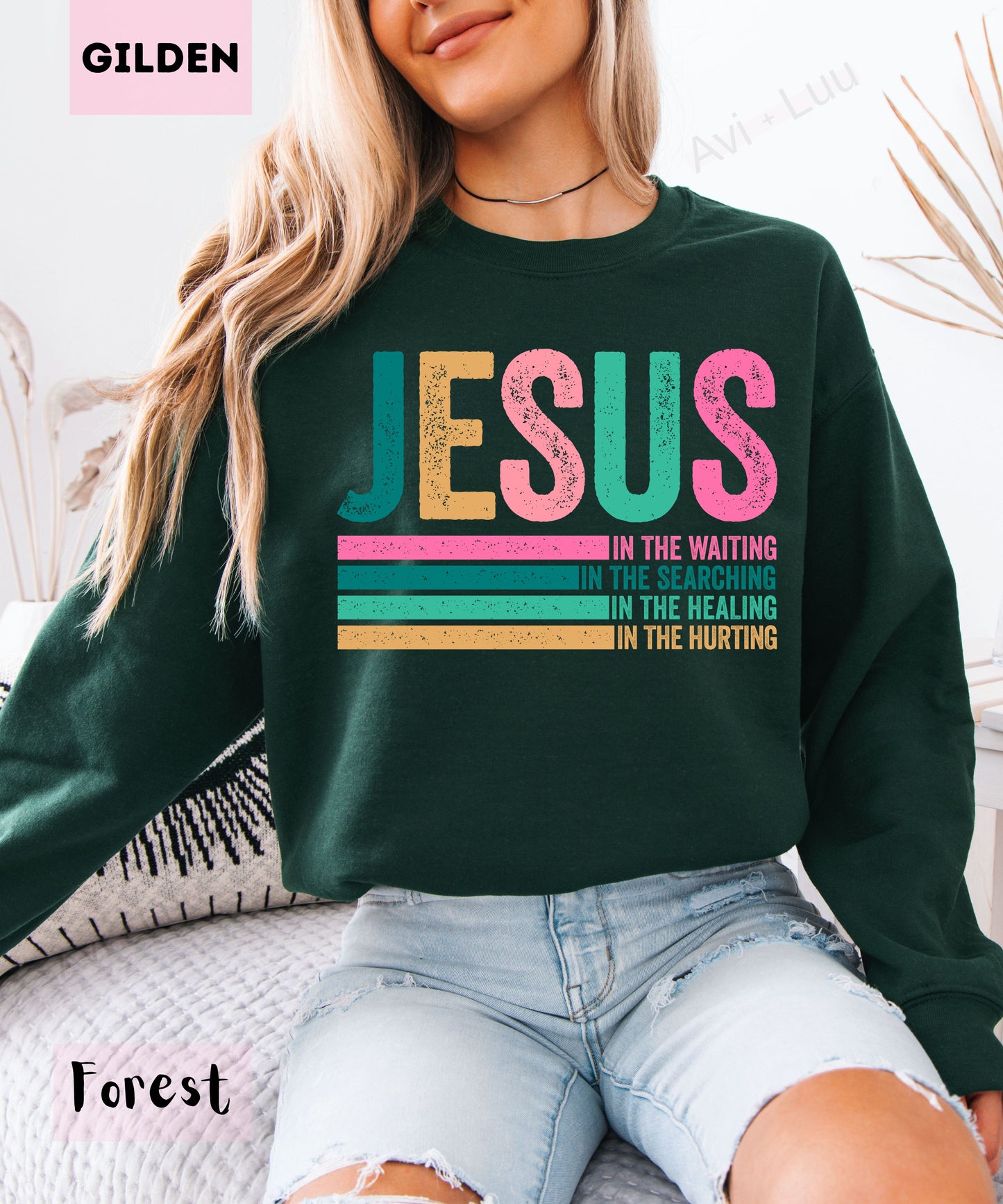 Jesus Colorful Lines | Gilden Unisex Sweatshirt