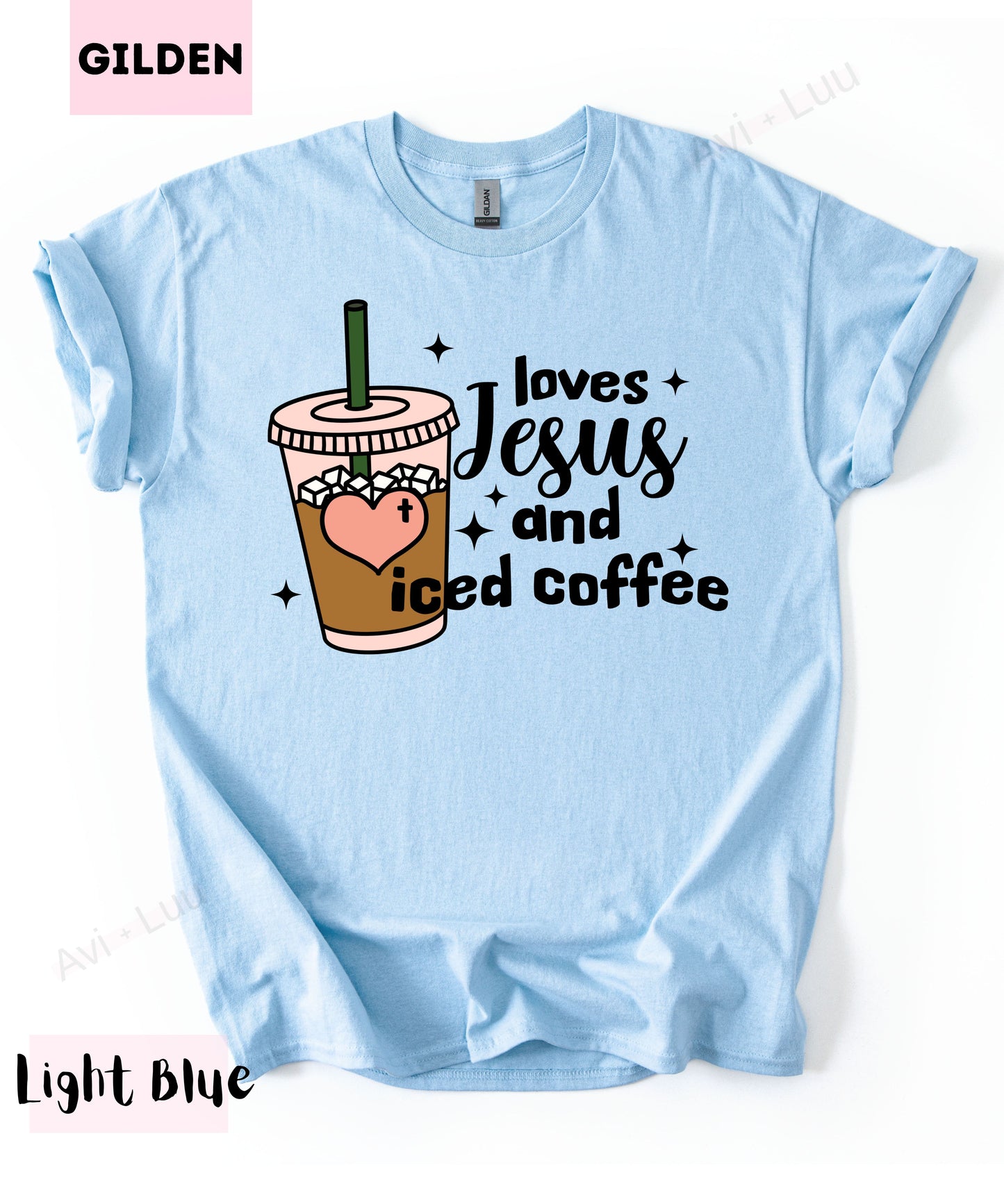Loves Jesus And Iced Coffee | Gilden Unisex T-Shirt