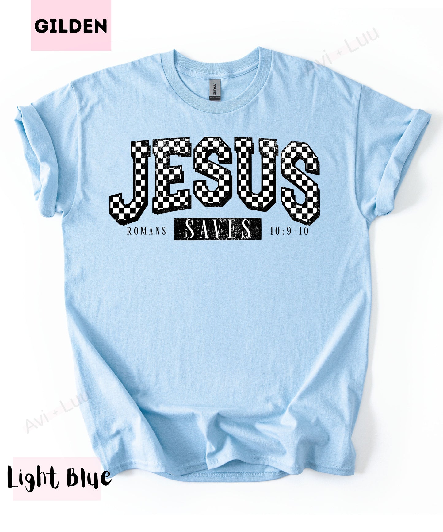 Jesus Saves Checkered | Gilden Unisex T-Shirt