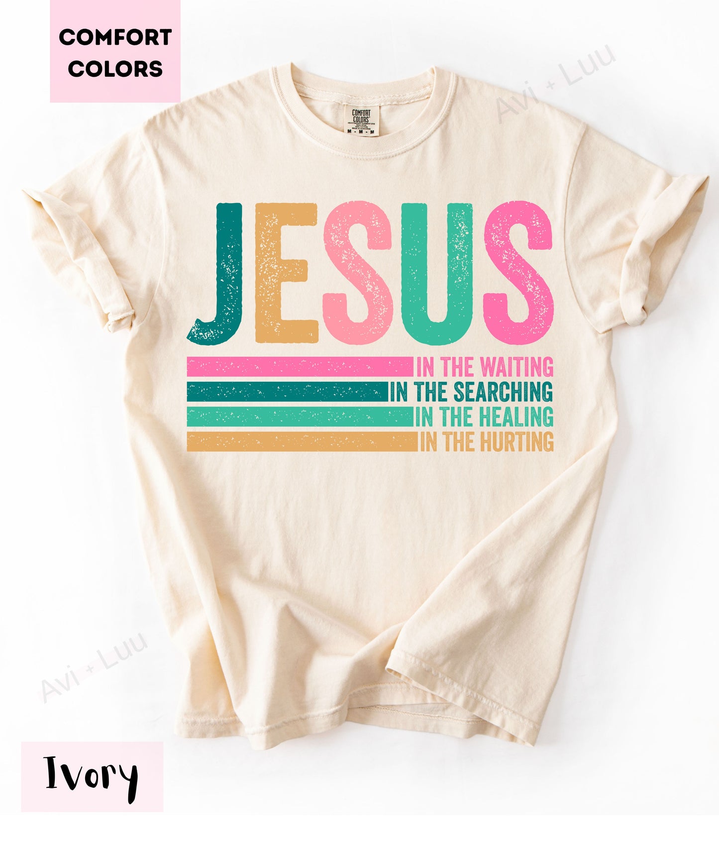 Jesus Colorful Lines | Comfort Colors Uniset T-Shirt