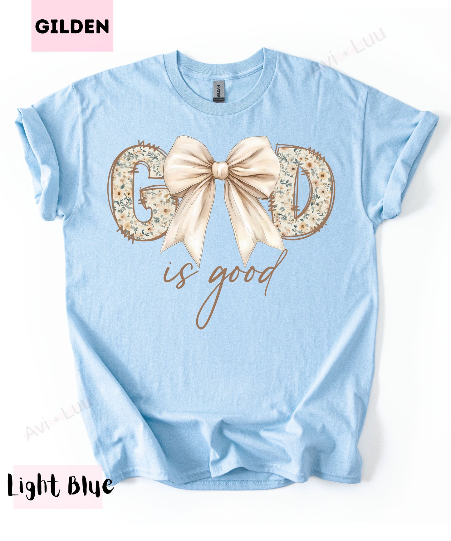 God Is So Good Floral Cream Bow | Gilden Unisex T-Shirt