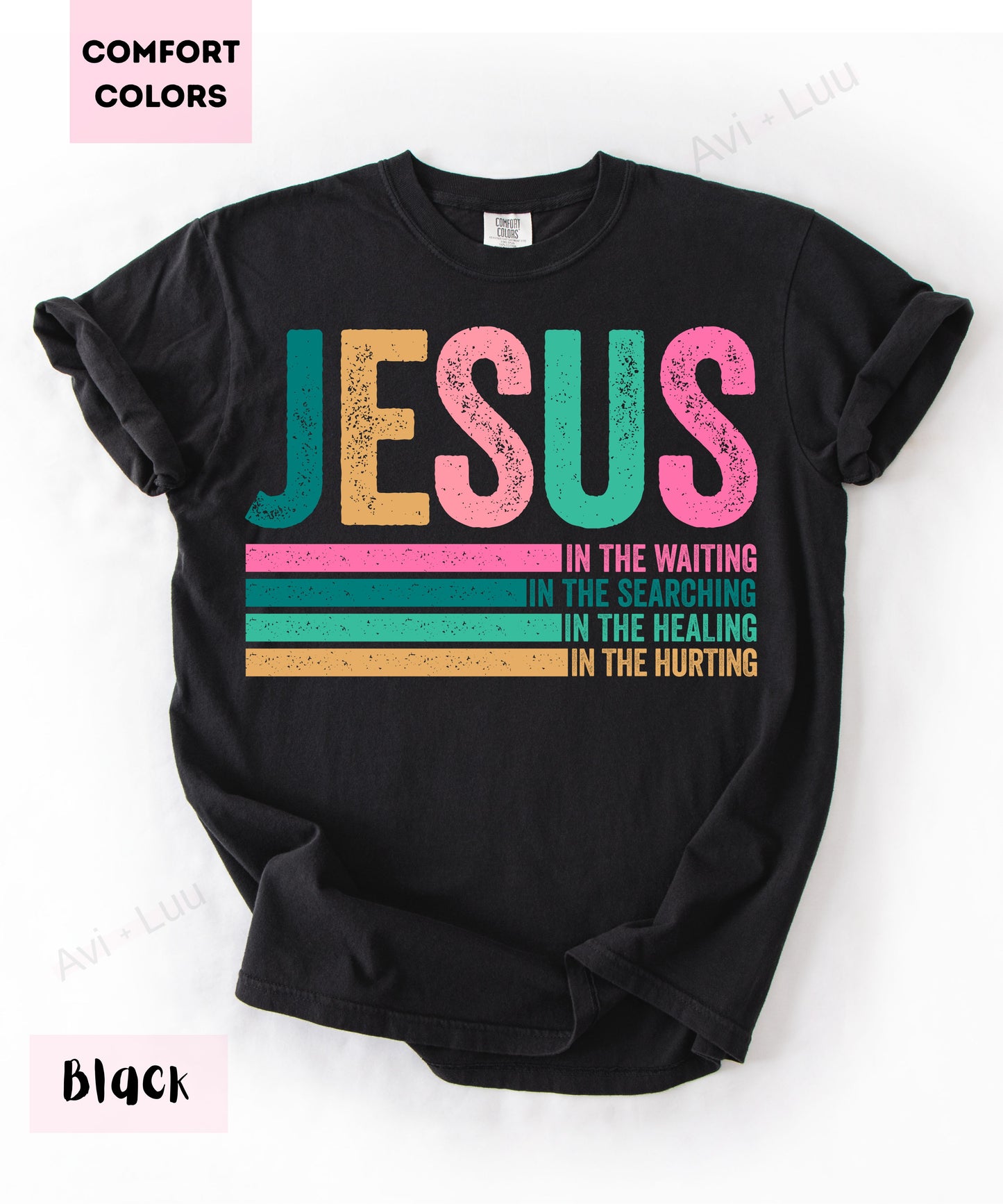 Jesus Colorful Lines | Comfort Colors Uniset T-Shirt