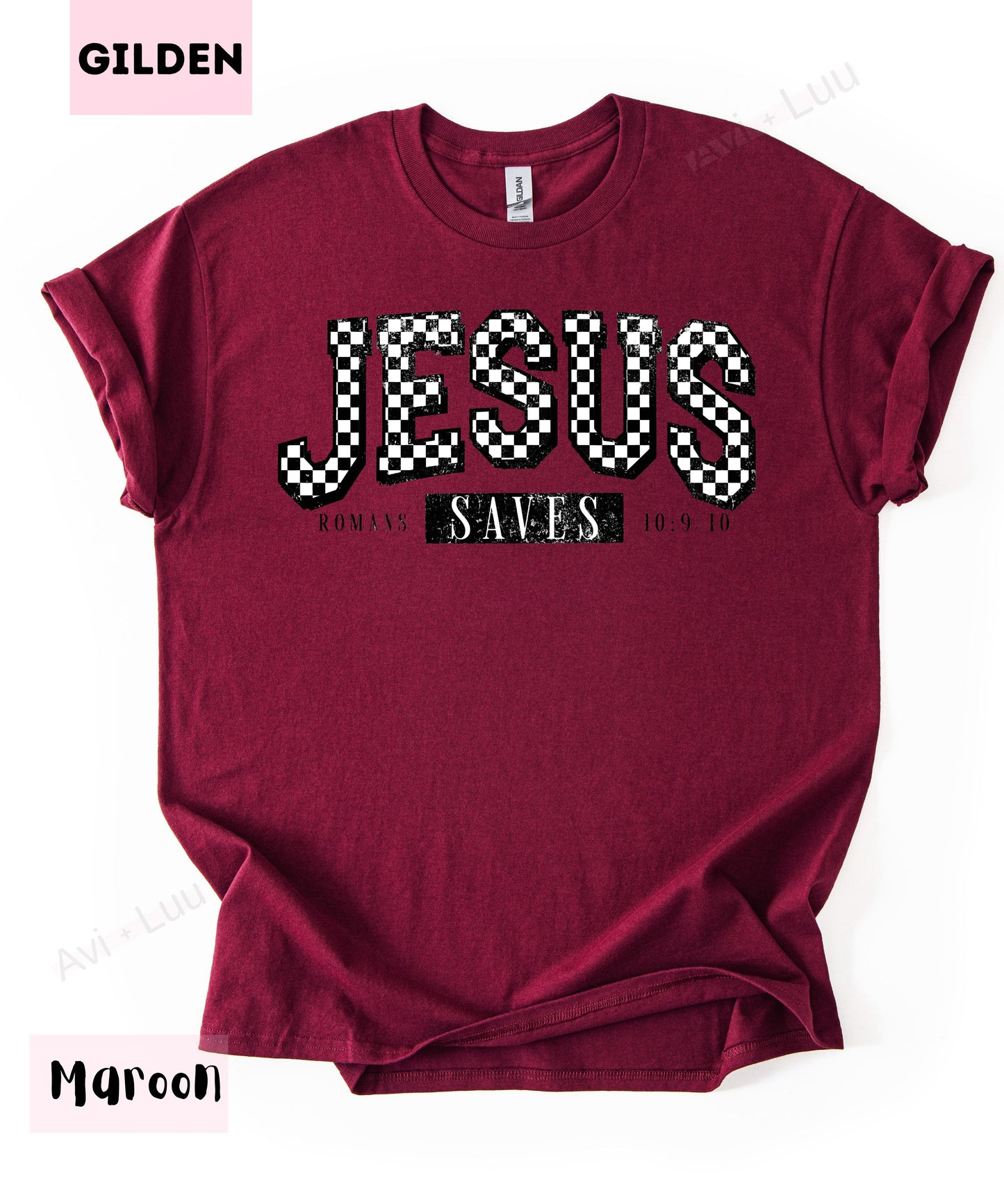 Jesus Saves Checkered | Gilden Unisex T-Shirt