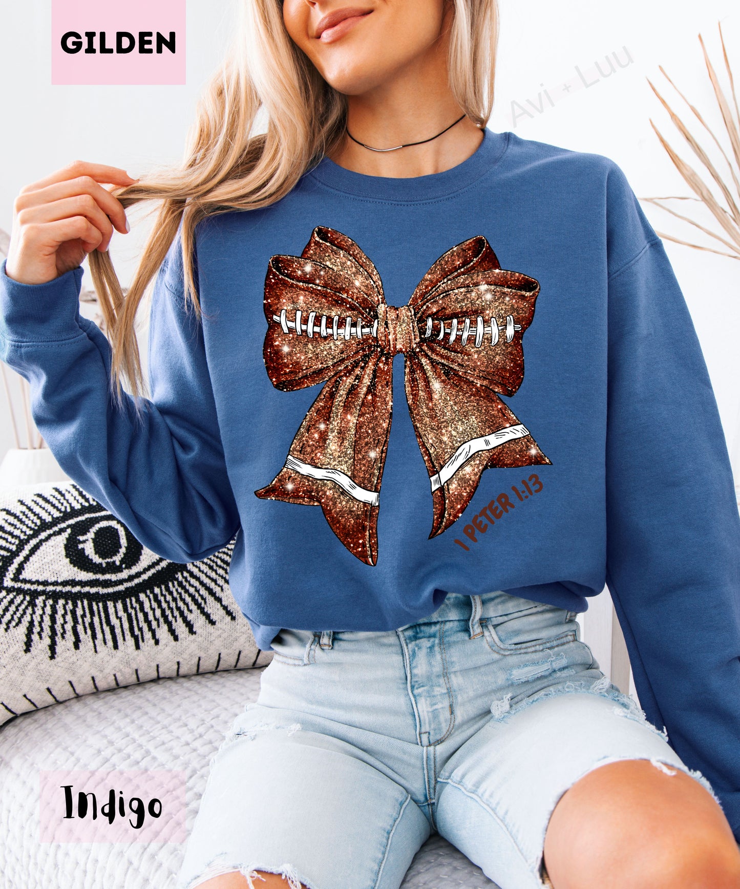 Football Bow | Gilden Unisex Sweatshirt