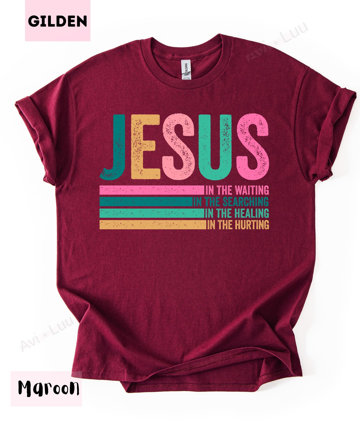 Jesus Colorful Lines | Gilden Unisex T-Shirt