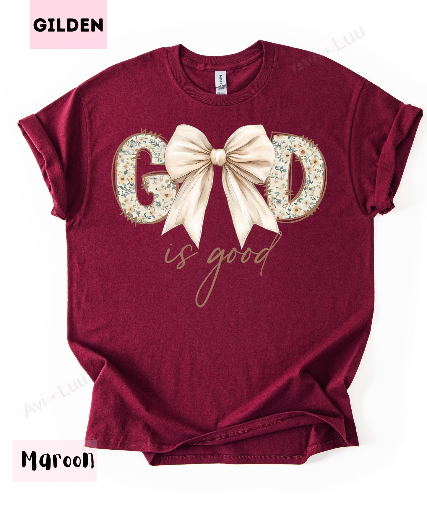 God Is So Good Floral Cream Bow | Gilden Unisex T-Shirt