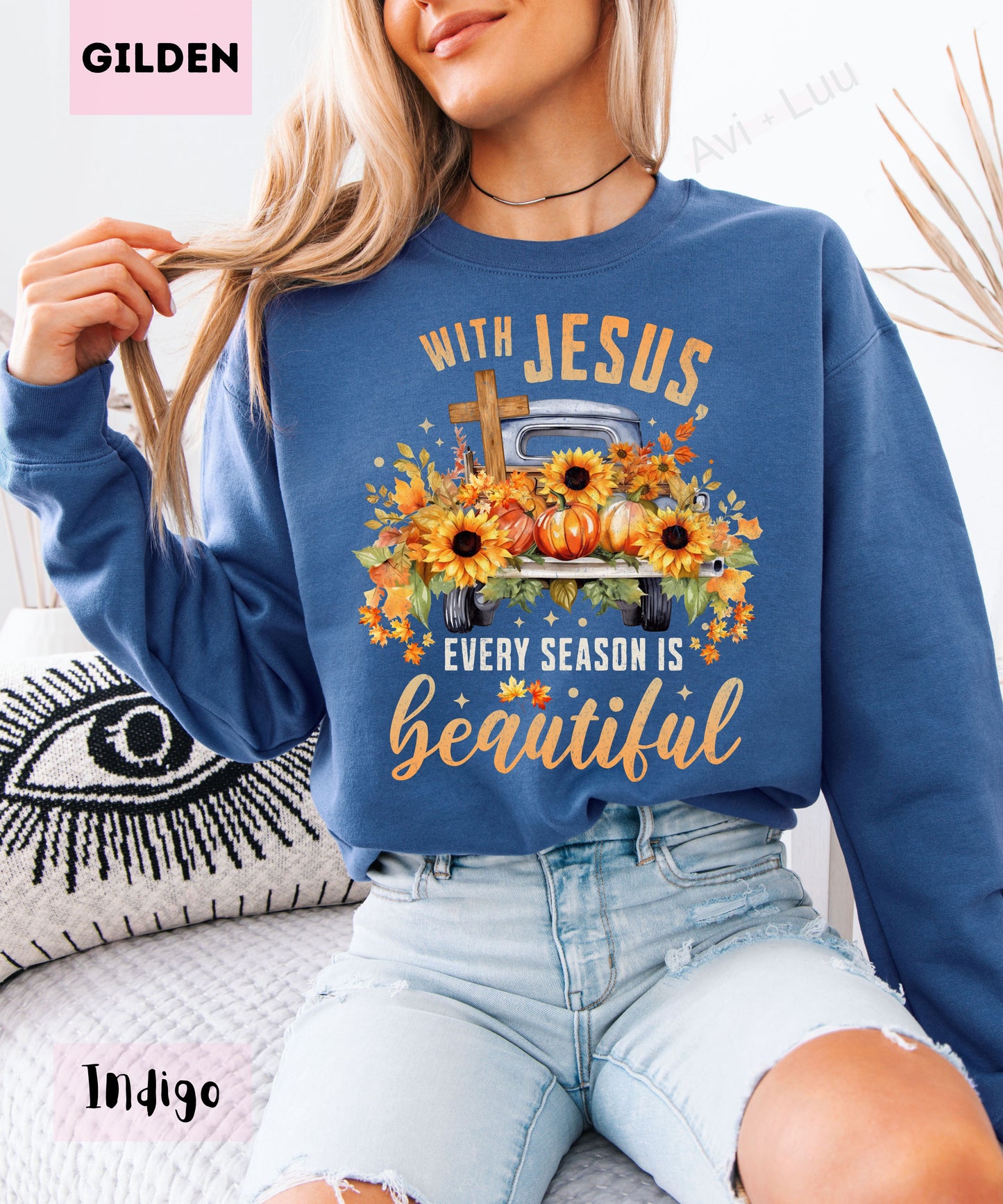 With Jesus Everything is Beauitful Truck | Gilden Unisex Sweatshirt