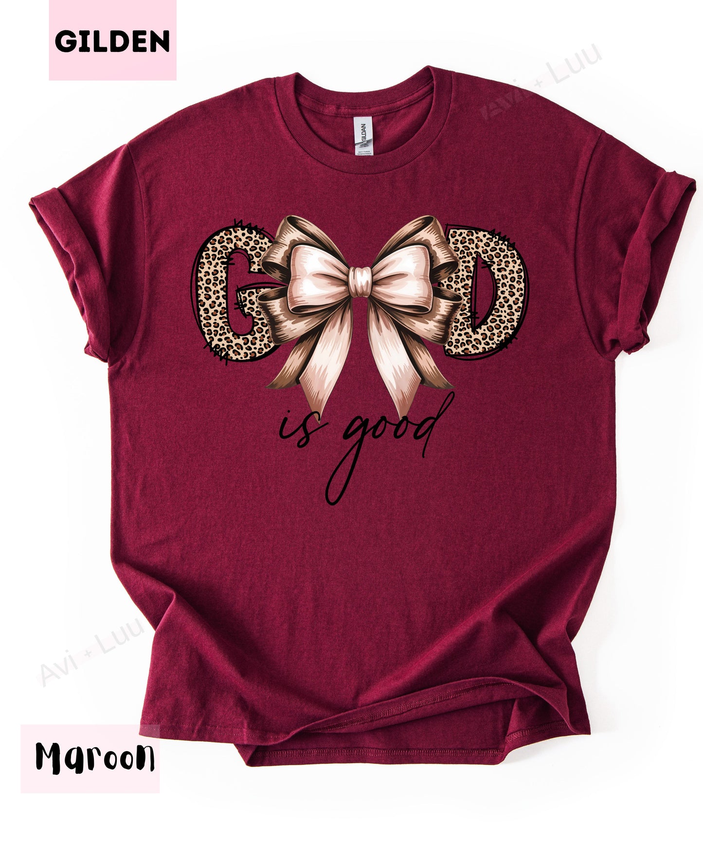 Cheetah God Is Good Bow | Gilden Unisex T-Shirt