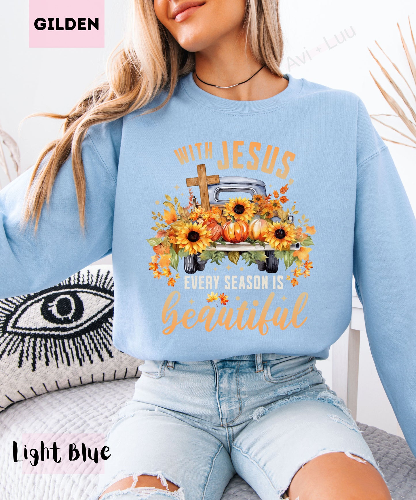 With Jesus Everything is Beauitful Truck | Gilden Unisex Sweatshirt