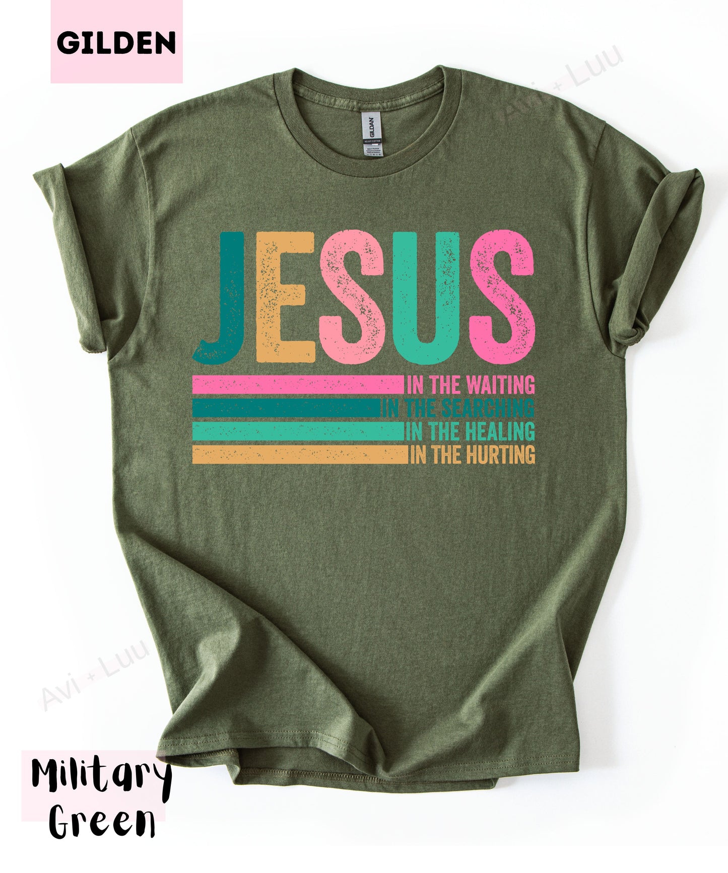 Jesus Colorful Lines | Gilden Unisex T-Shirt