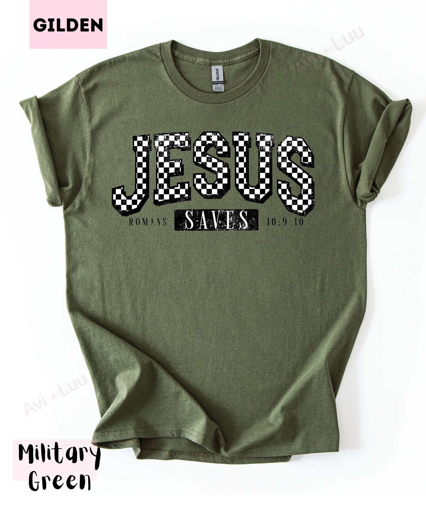 Jesus Saves Checkered | Gilden Unisex T-Shirt