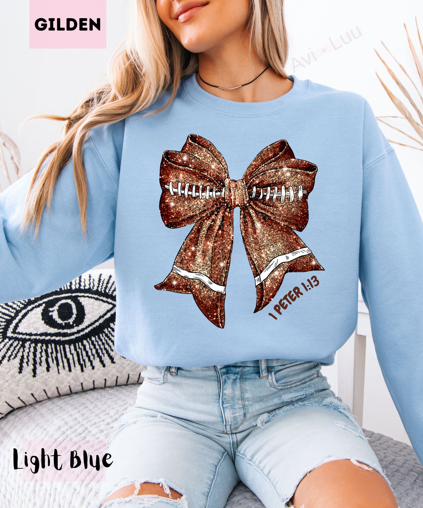 Football Bow | Gilden Unisex Sweatshirt