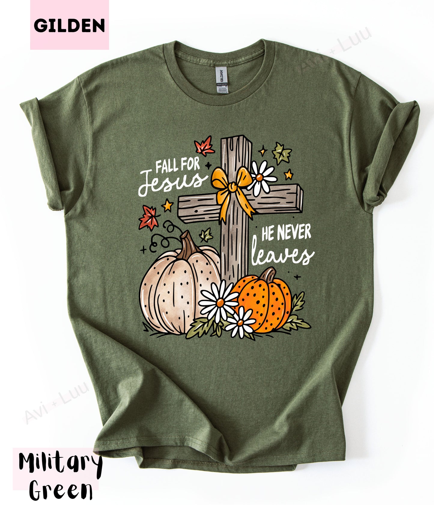 Fall For Jesus He Never Leaves | Gilden Unisex T-Shirt