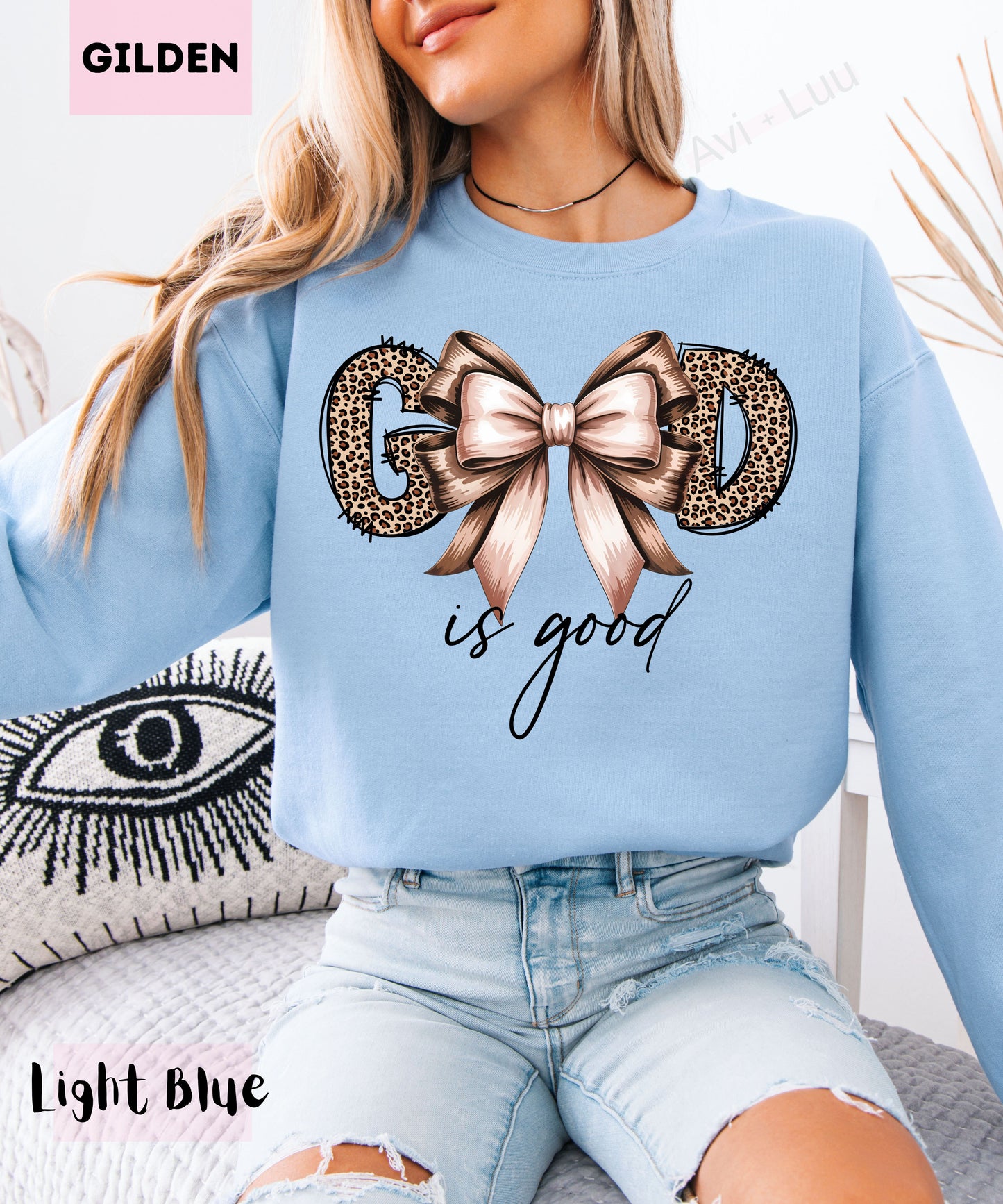 God Is Good Cheetah Bow | Gilden Unisex Sweatshirt