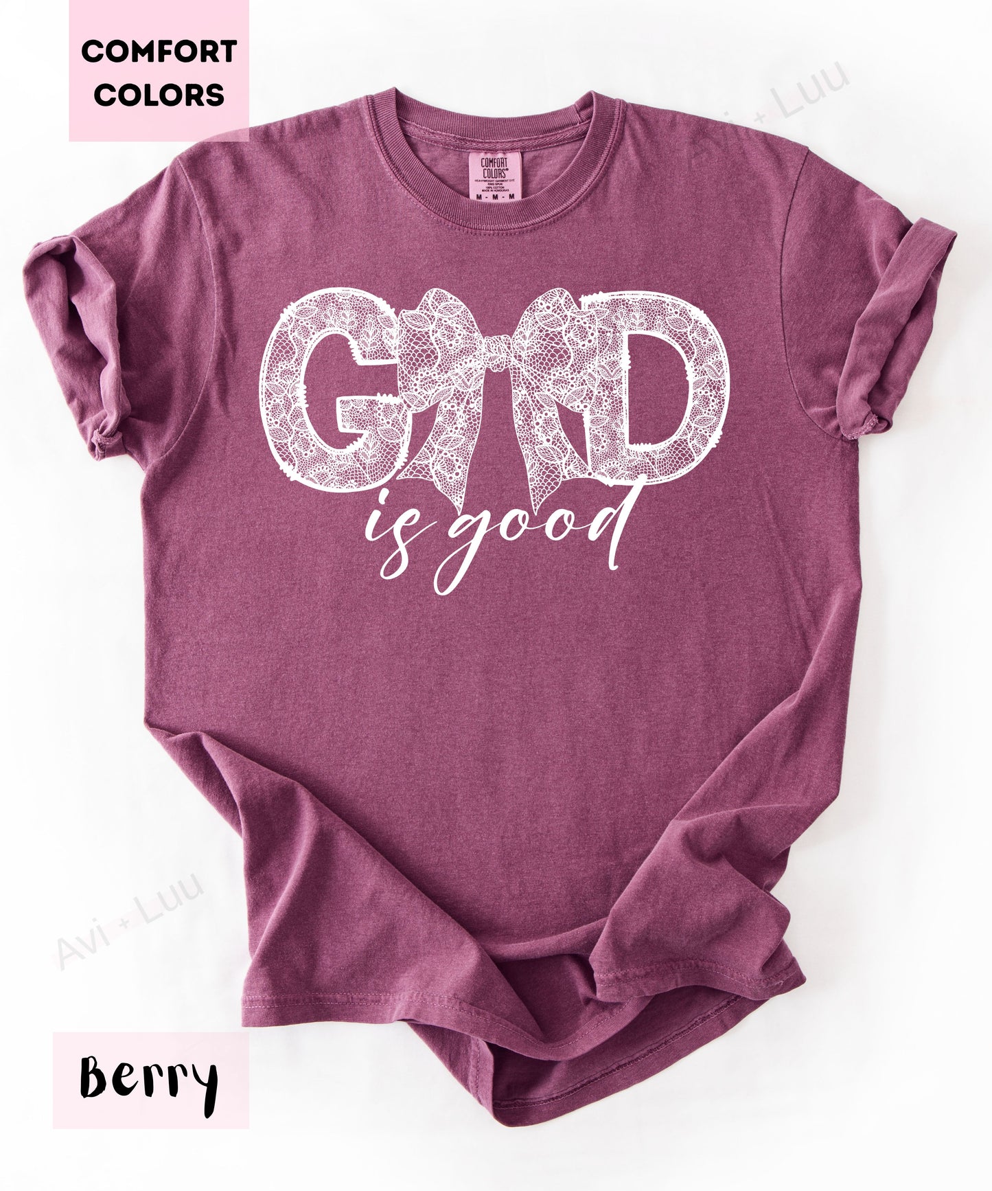 God Is Good Lace Bow | Comfort Colors Unisex T-Shirt