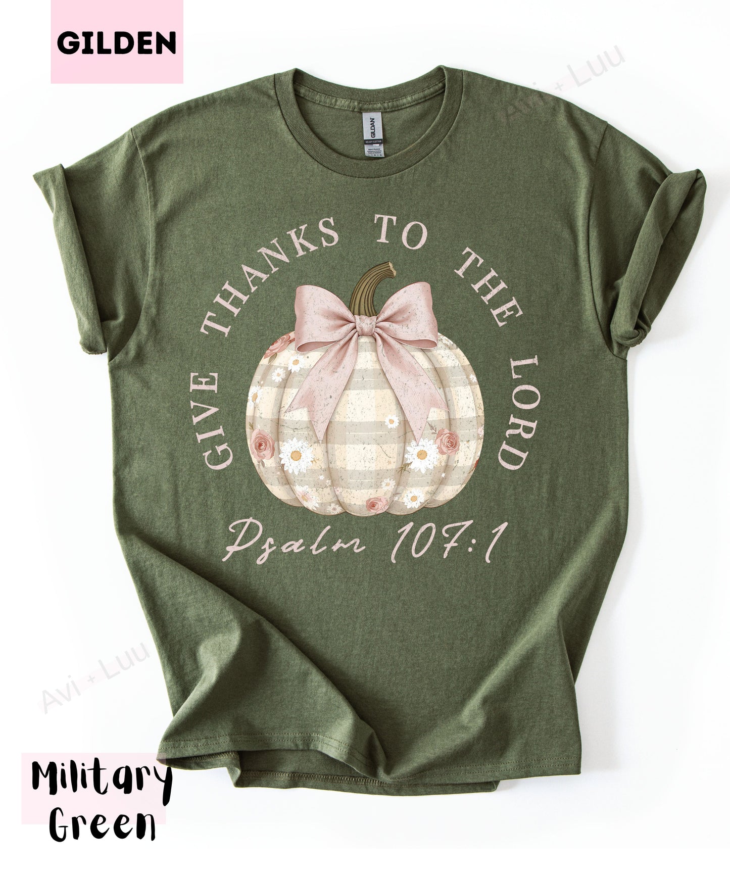 Give Thanks To The Lord Plaid Pumpkin | Gilden Unisex T-Shirt