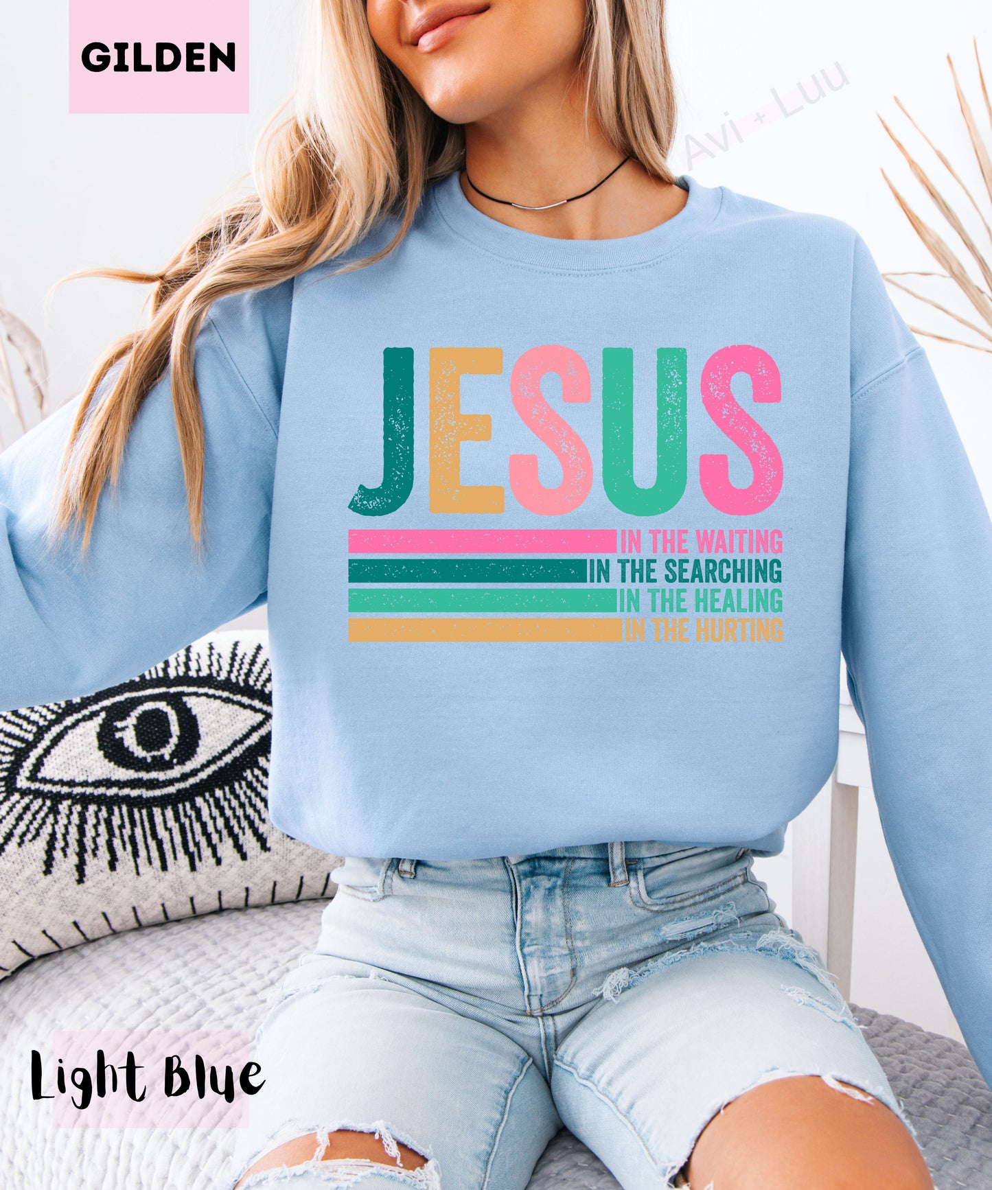 Jesus Colorful Lines | Gilden Unisex Sweatshirt