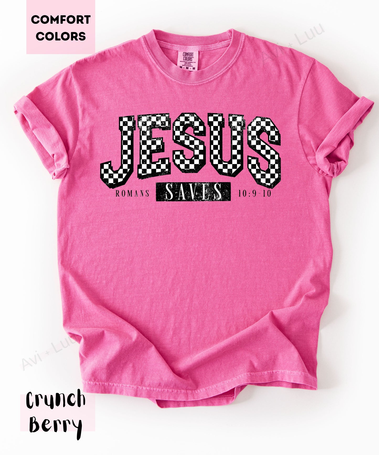 Jesus Checkered Saves | Comfort Colors Unisex T-Shirt