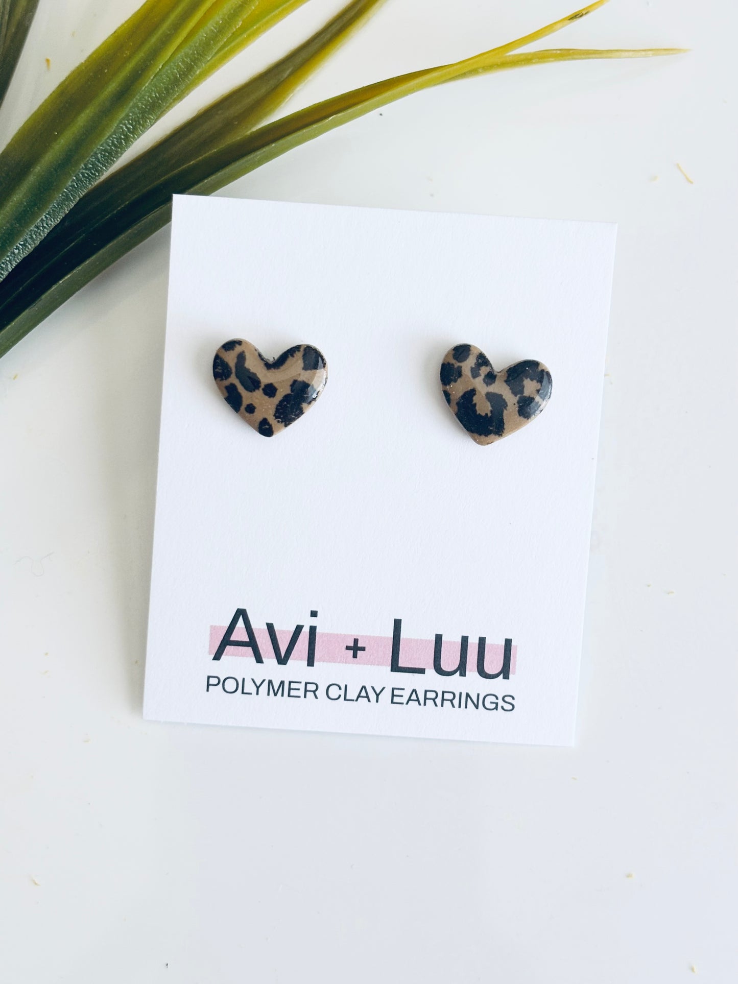 Cheetah Heart Studs