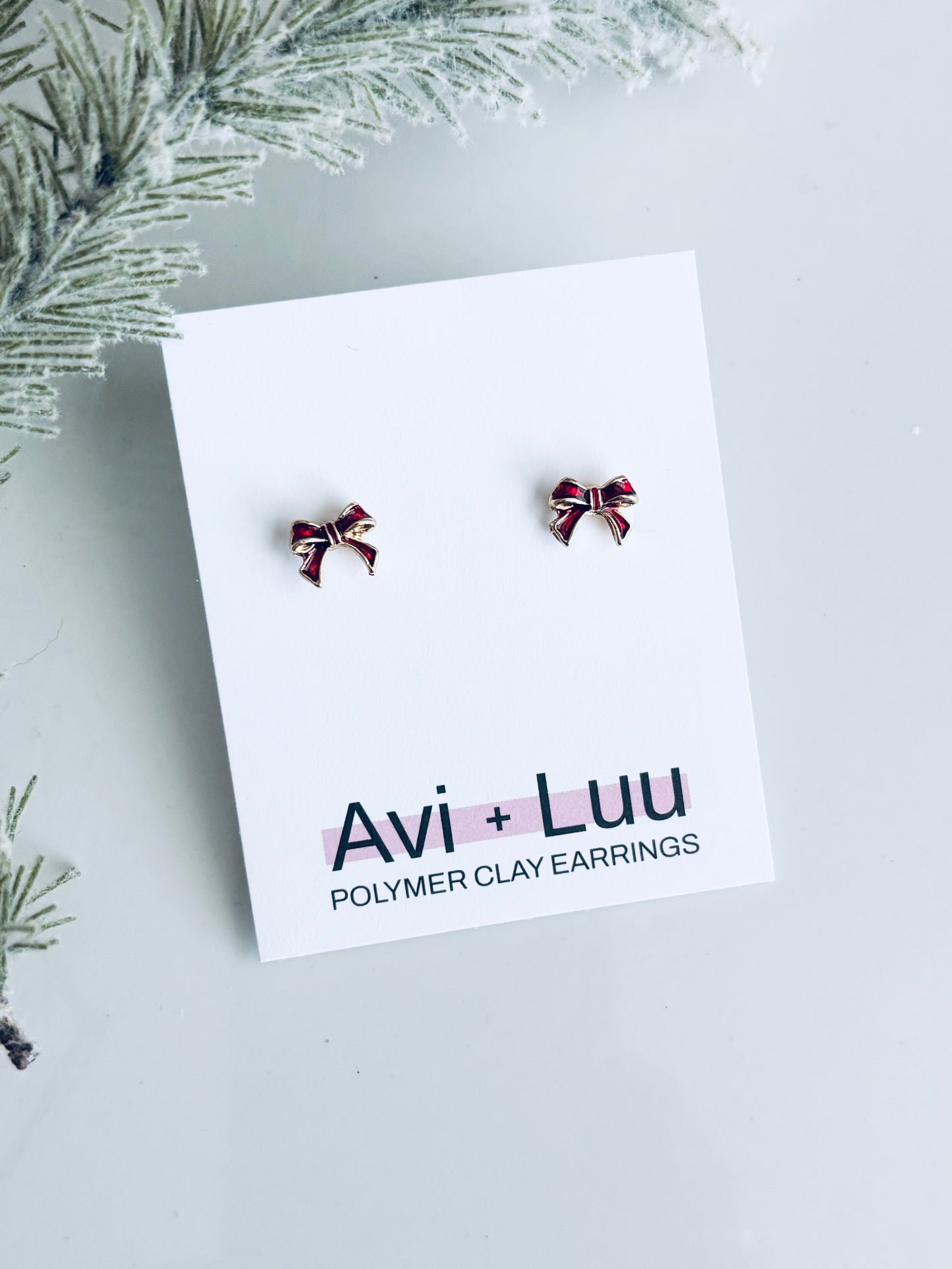 Red + Gold Metal Bow Studs
