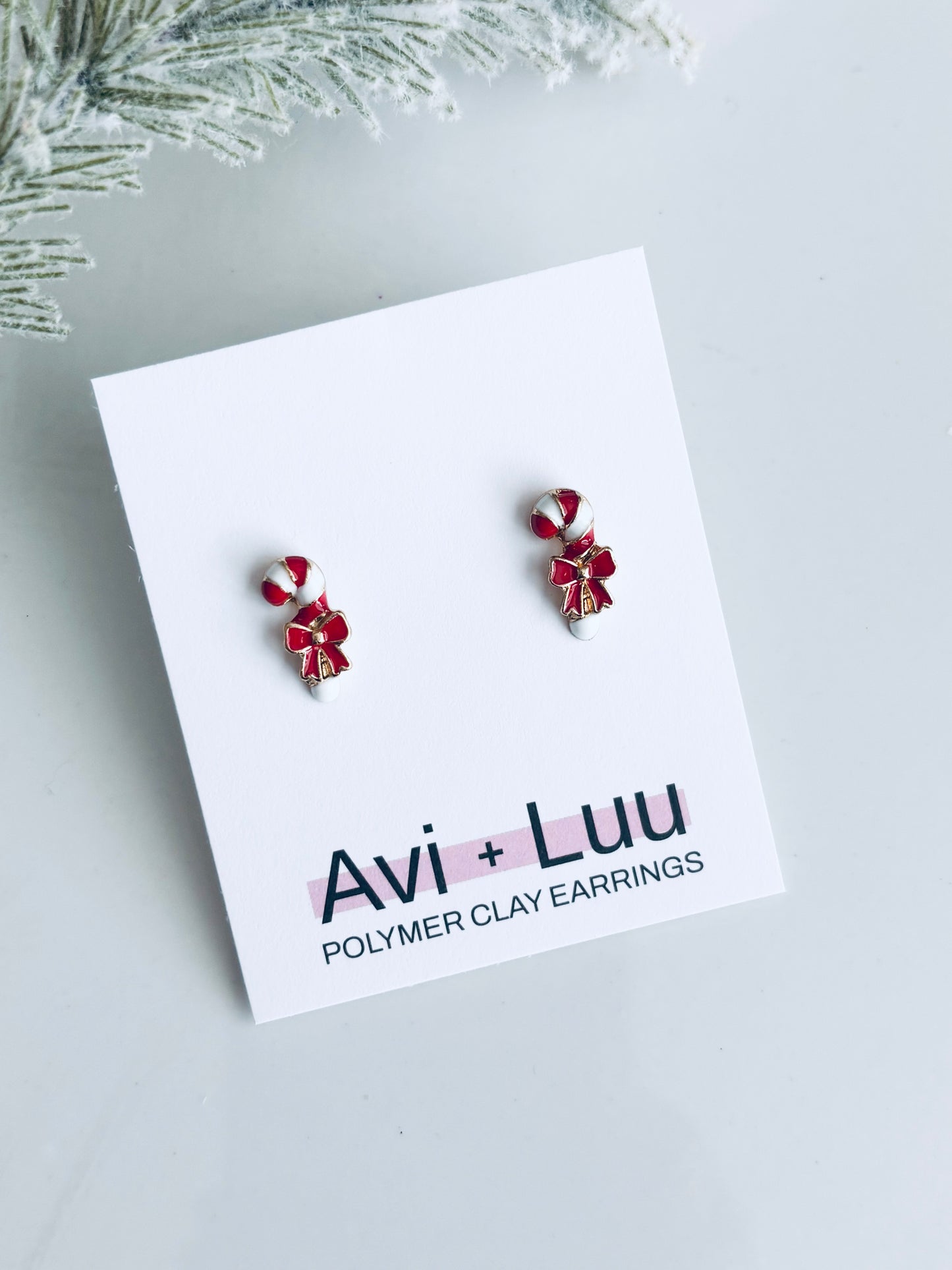 Metal Candy Cane Studs