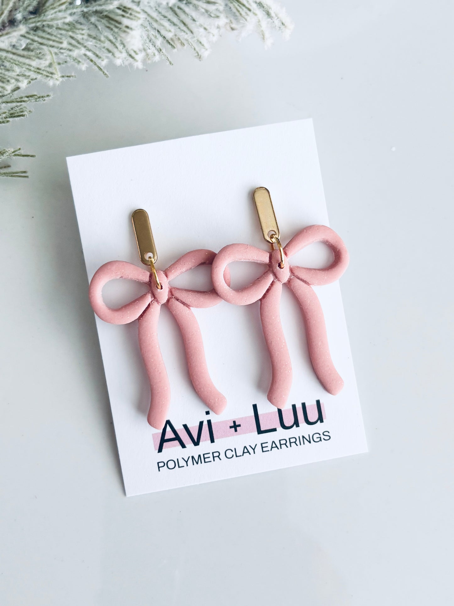 Pink Bow Dangles