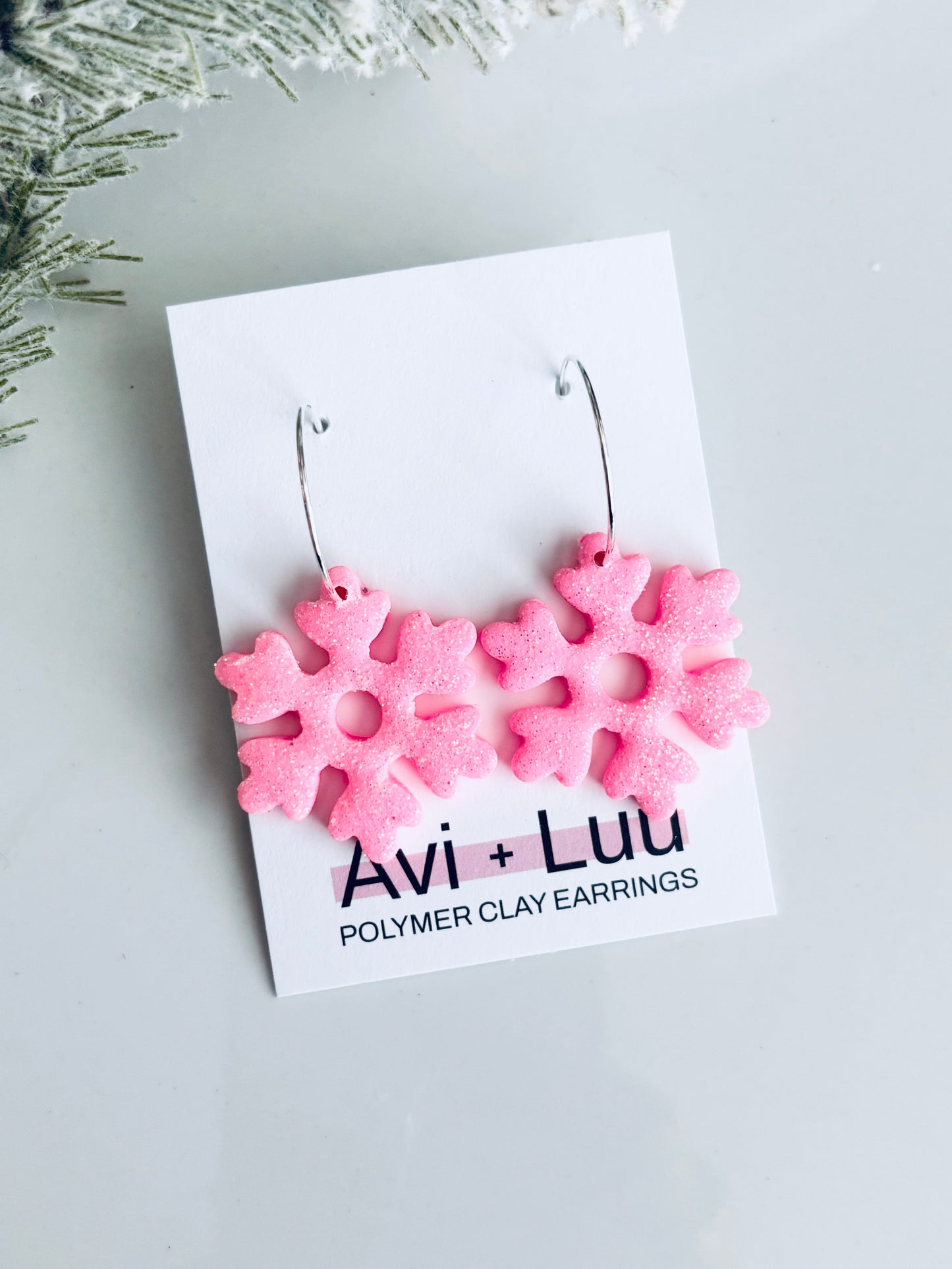 Pink Snowflake Hoop
