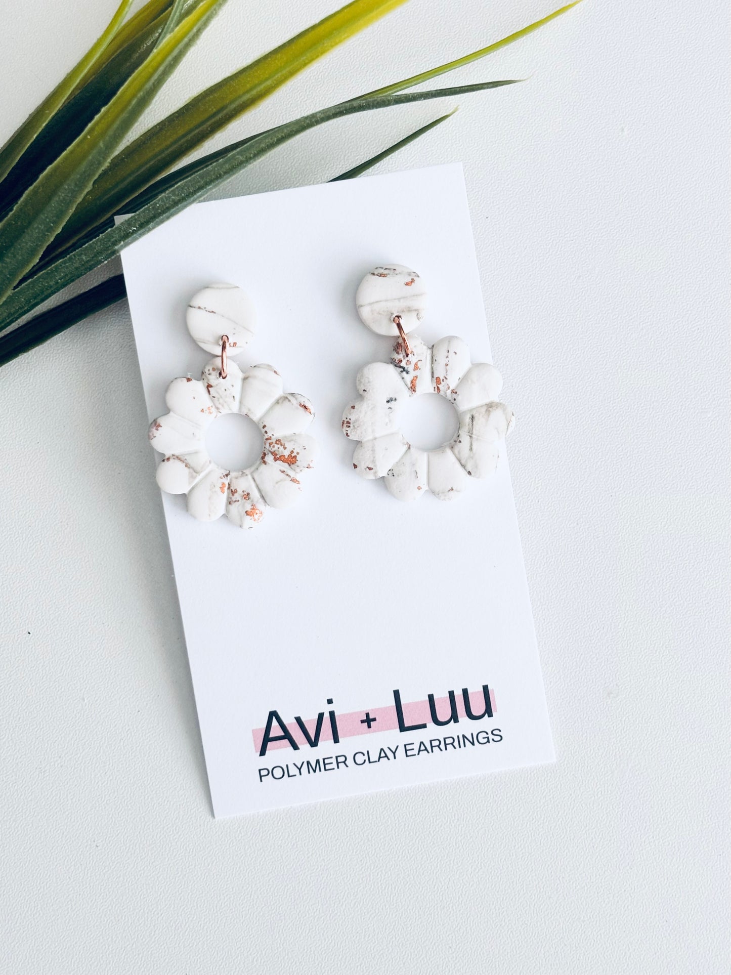 Rose Gold Circle Flower Dangles