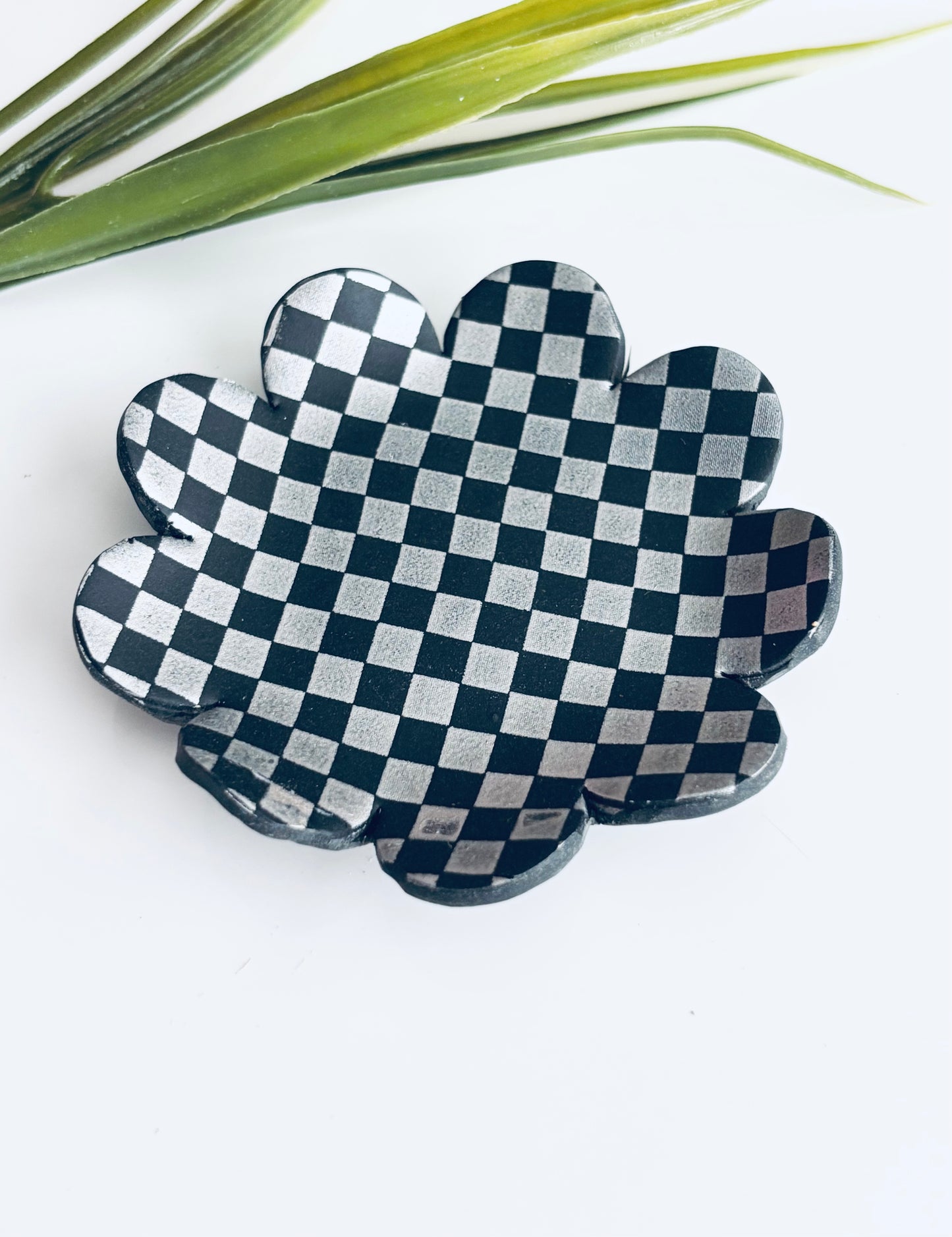 Checkered Flower Trinket Dish