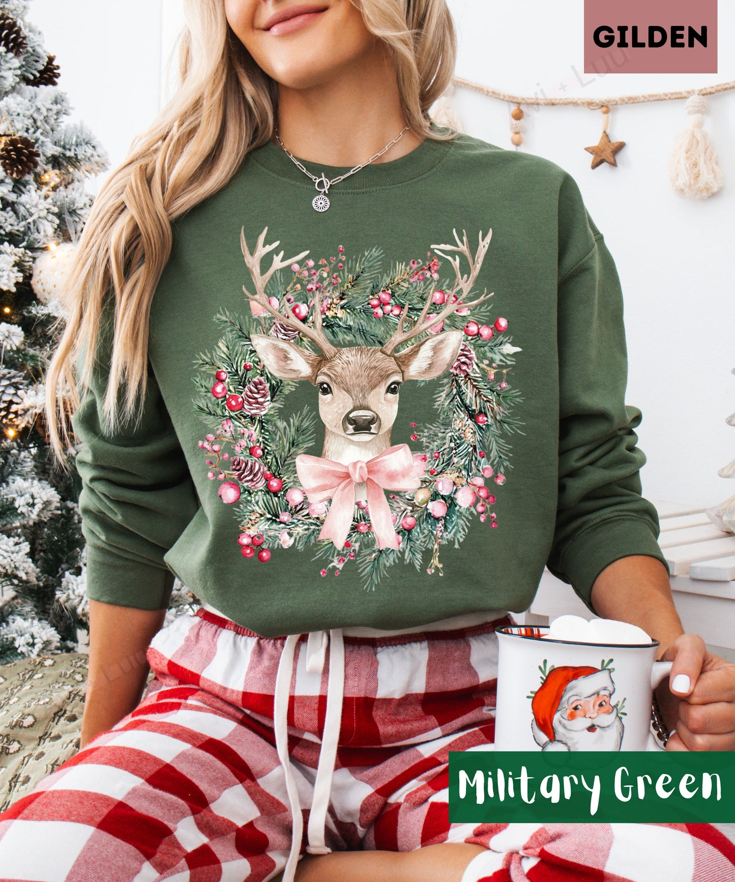 Reindeer Wreath | Gilden Unisex Sweatshirt