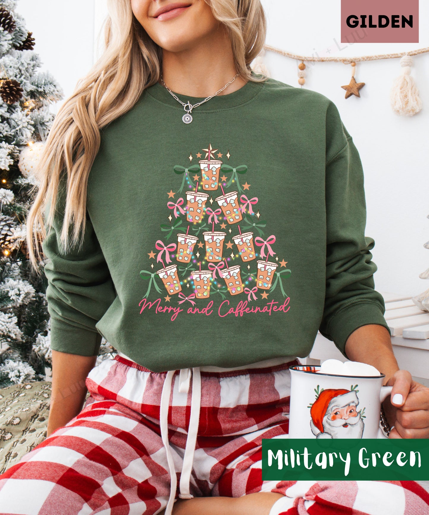 Merry And Caffeinated | Gilden Unisex Sweatshirt