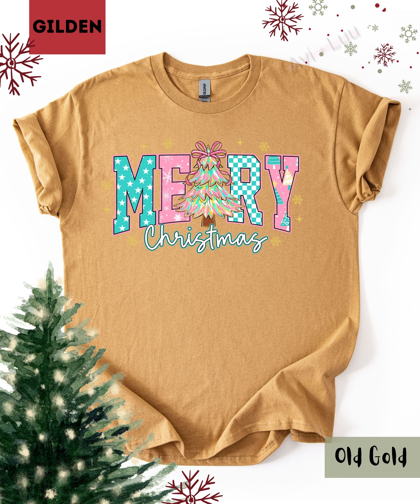 Merry Christmas Pink | Gilden Unisex T-Shirt