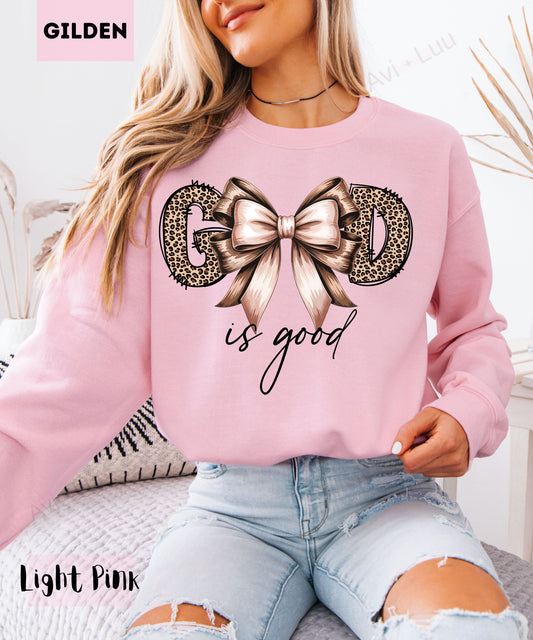 God Is Good Cheetah Bow | Gilden Unisex Sweatshirt