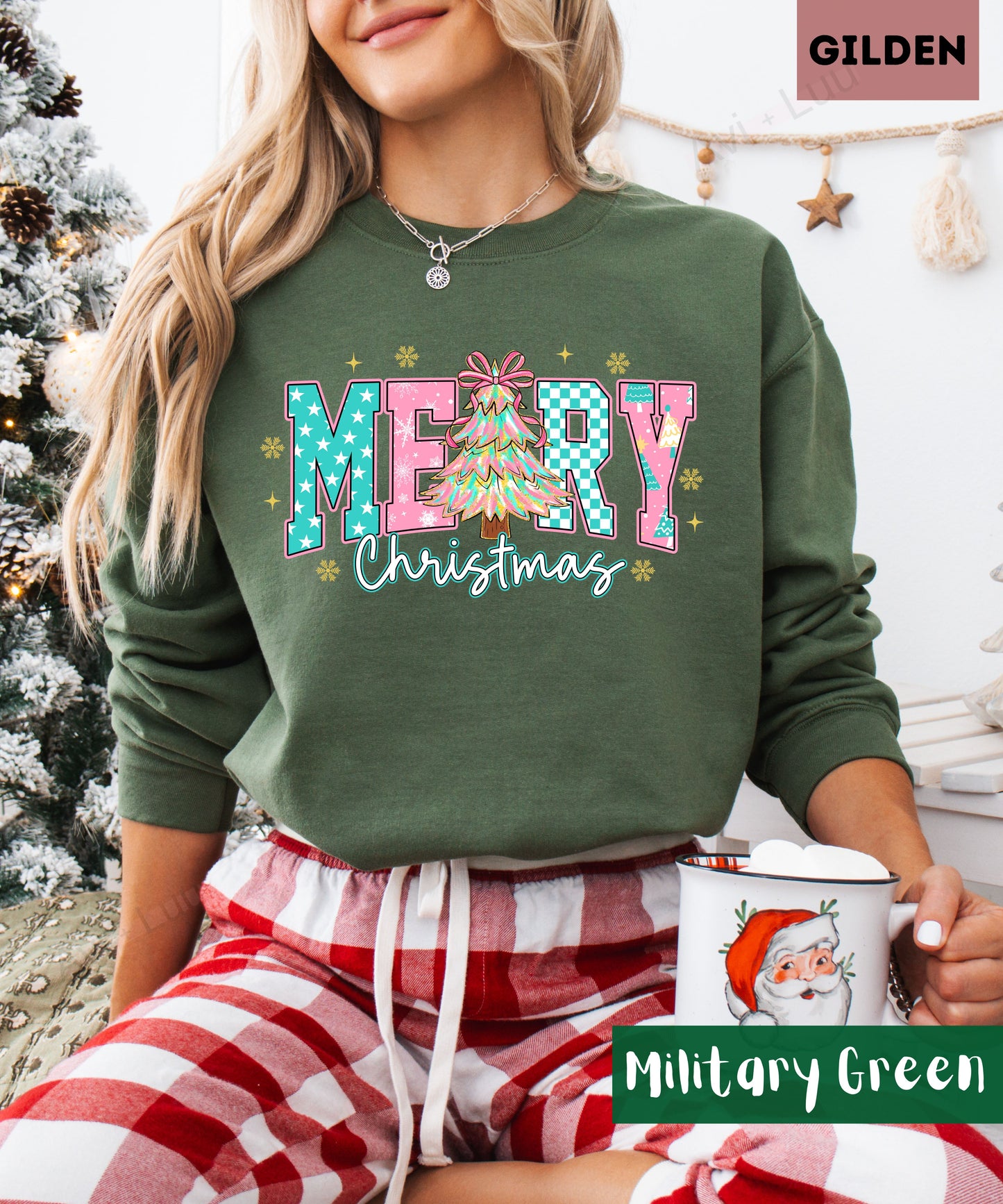 Merry Christmas Pink | Gilden Unisex Sweatshirt