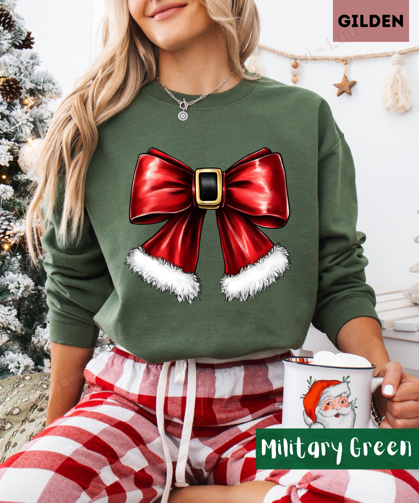 Santa Bow | Gilden Unisex Sweatshirt
