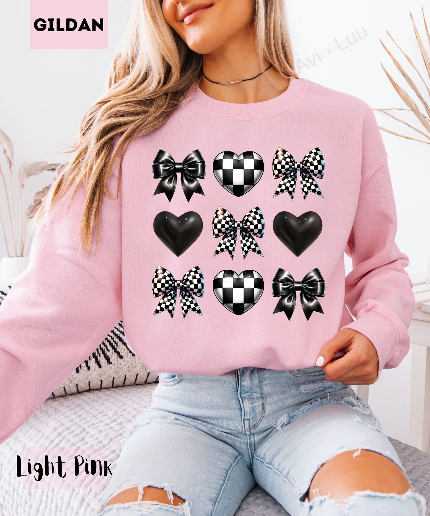 Checkered Bow + Heart