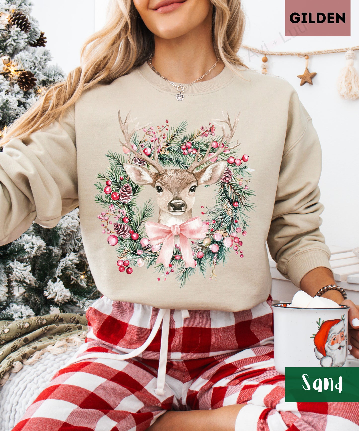 Reindeer Wreath | Gilden Unisex Sweatshirt