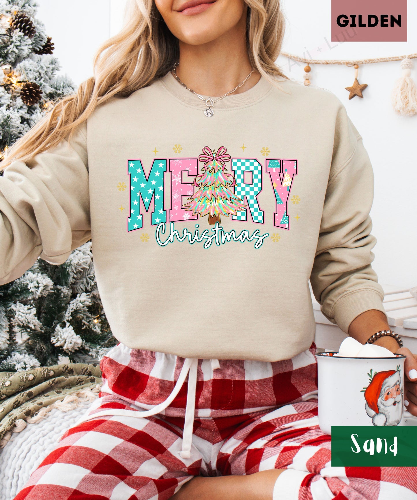 Merry Christmas Pink | Gilden Unisex Sweatshirt