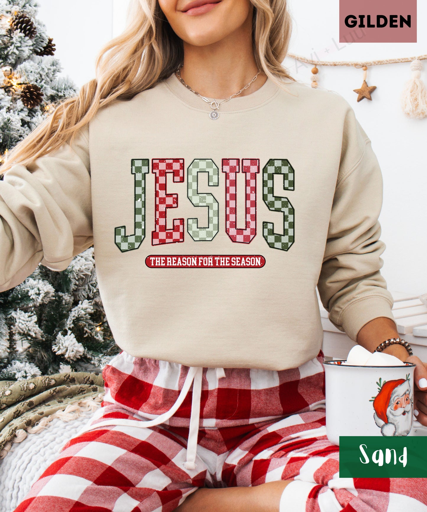 Jesus Checkered | Gilden Unisex Sweatshirt