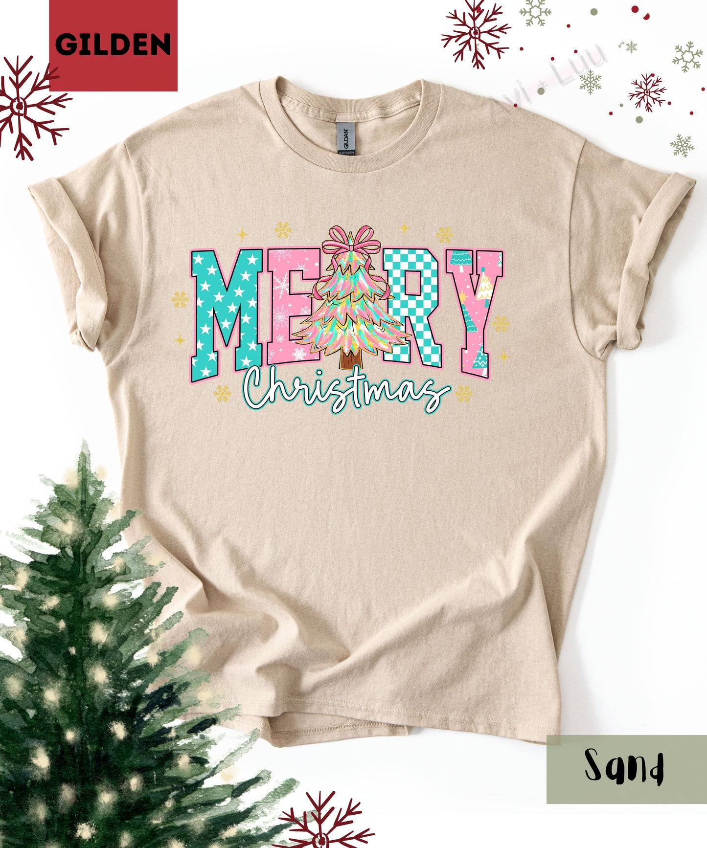 Merry Christmas Pink | Gilden Unisex T-Shirt