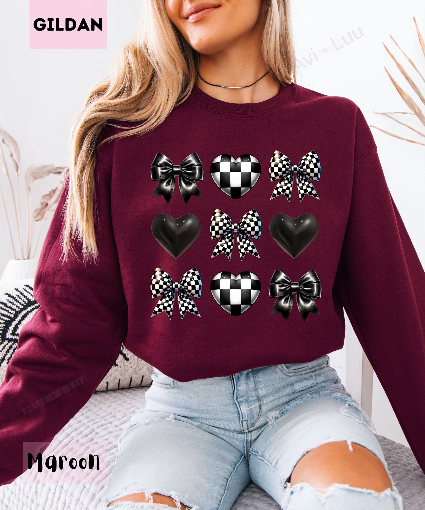 Checkered Bow + Heart