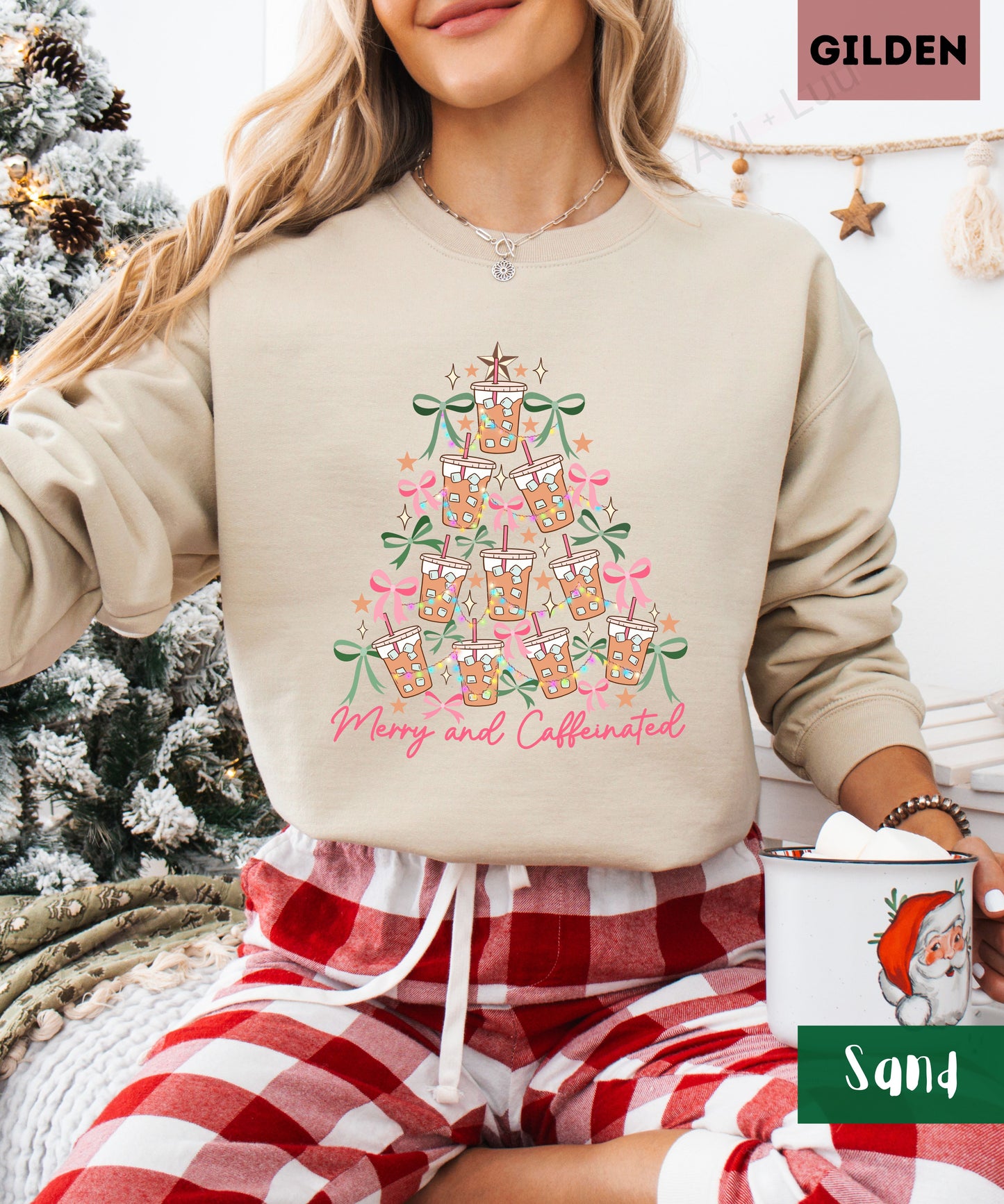 Merry And Caffeinated | Gilden Unisex Sweatshirt