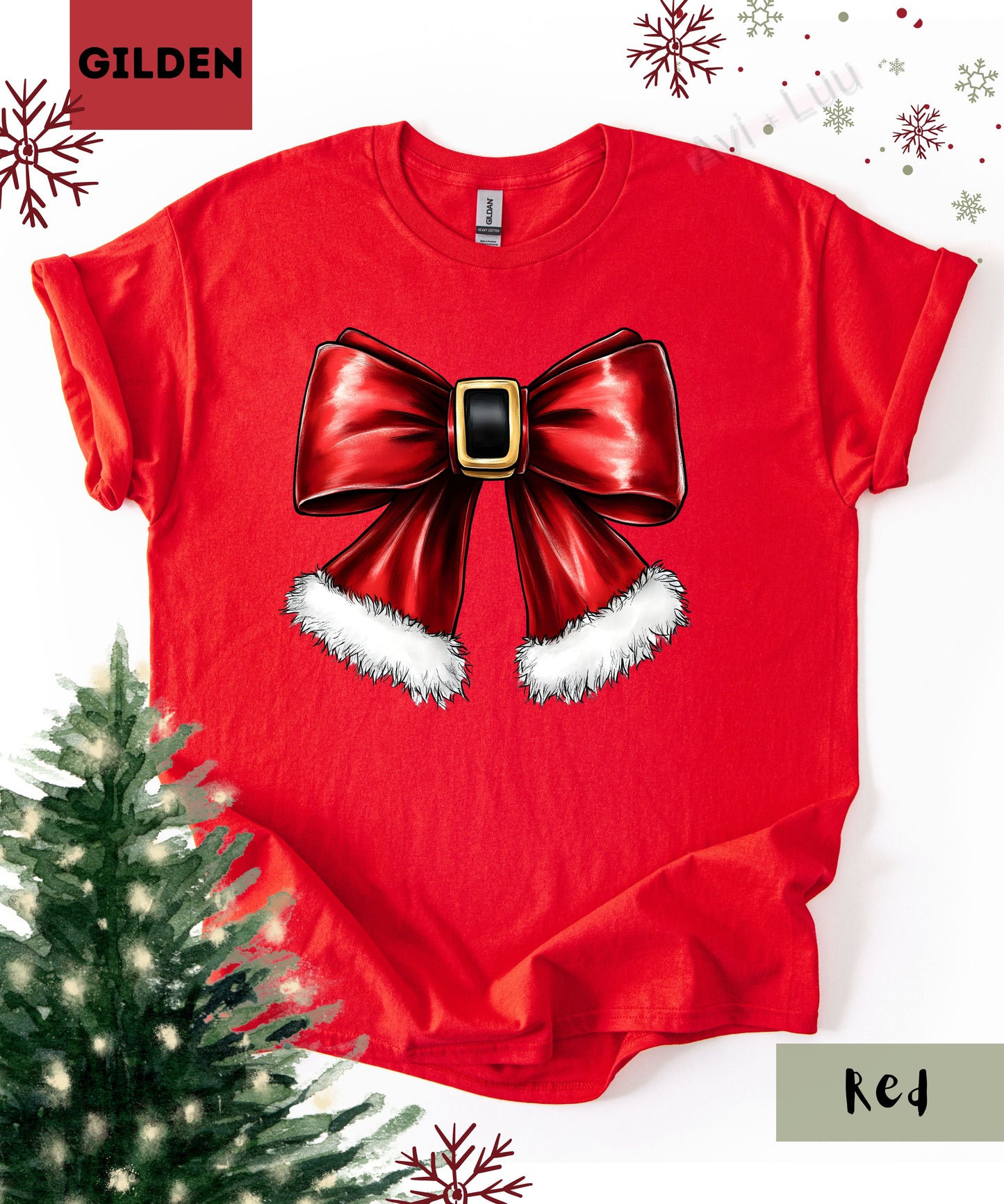 Santa Bow | Gilden Unisex T-Shirt