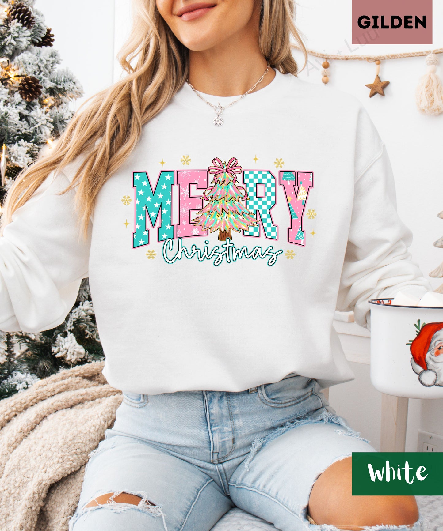 Merry Christmas Pink | Gilden Unisex Sweatshirt