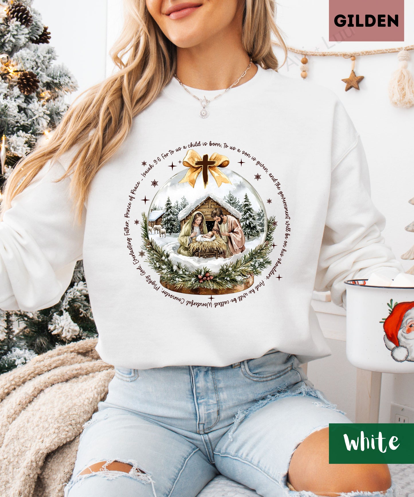 Jesus Snowglabe | Gilden Unisex Sweatshirt