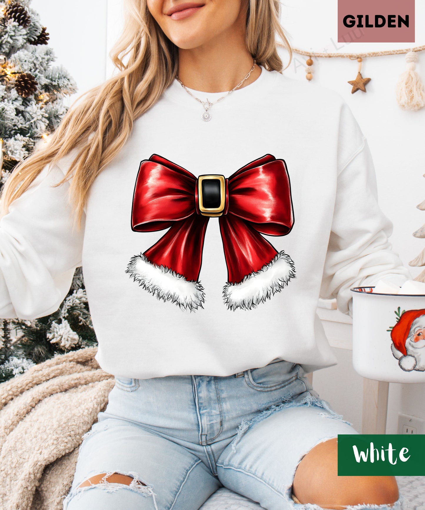 Santa Bow | Gilden Unisex Sweatshirt